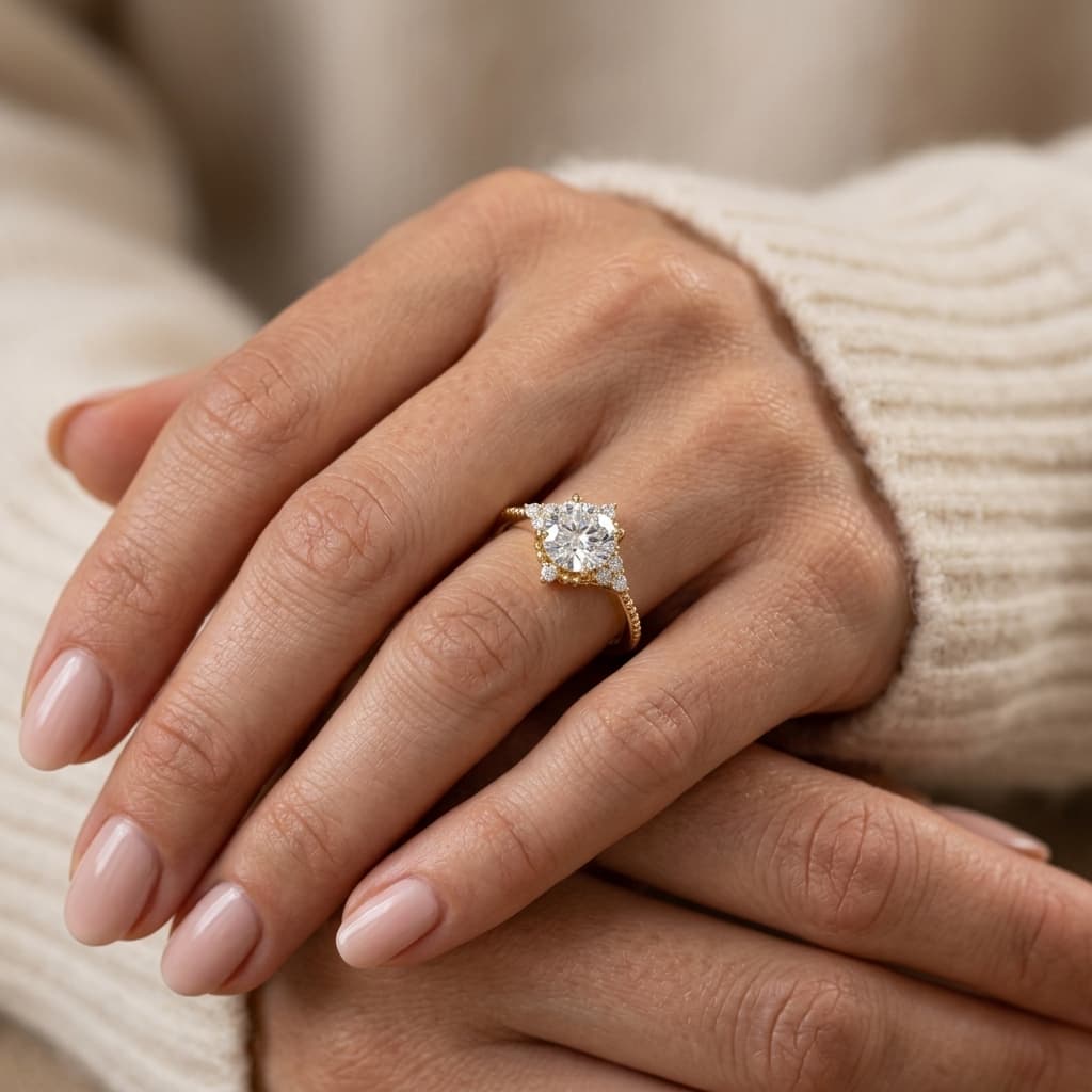 AI generated ring on manicured hand