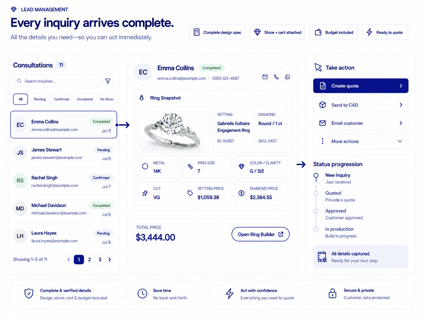 Merchant dashboard lead management interface screenshot