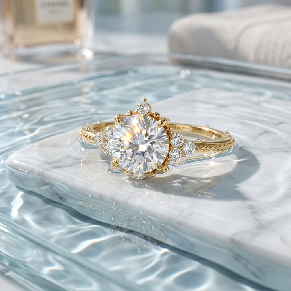 AI generated ring with water caustics